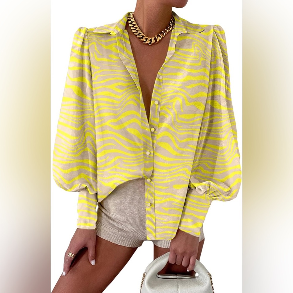 EVALESS Tops Button Down Shirts Print Long Sleeve Blouses for Women Fashion 2025